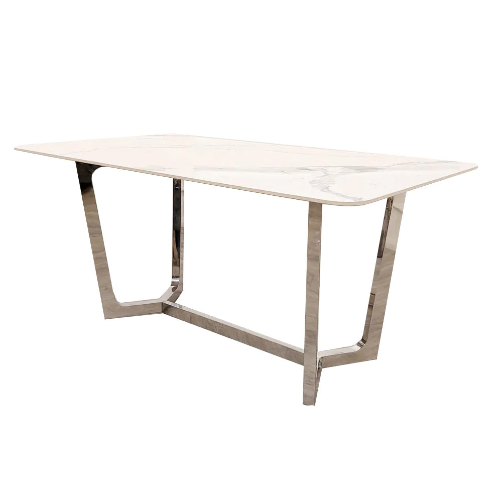 Lucien Marble Table With Chrome Legs 1.6m