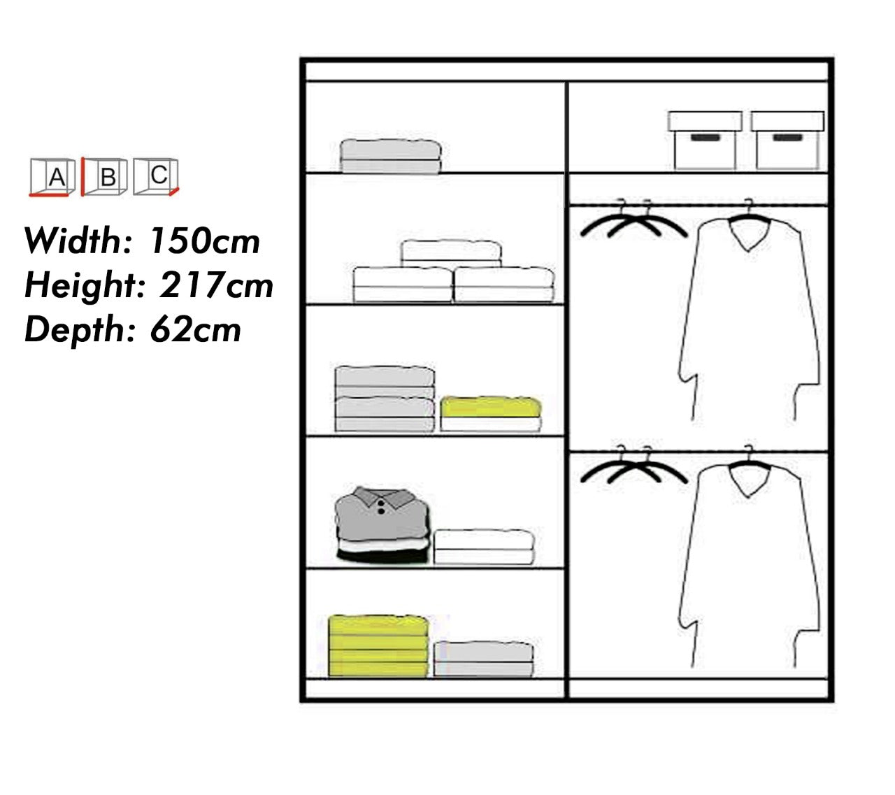 Nicole Sliding Door Wardrobe With Mirror In Different Sizes