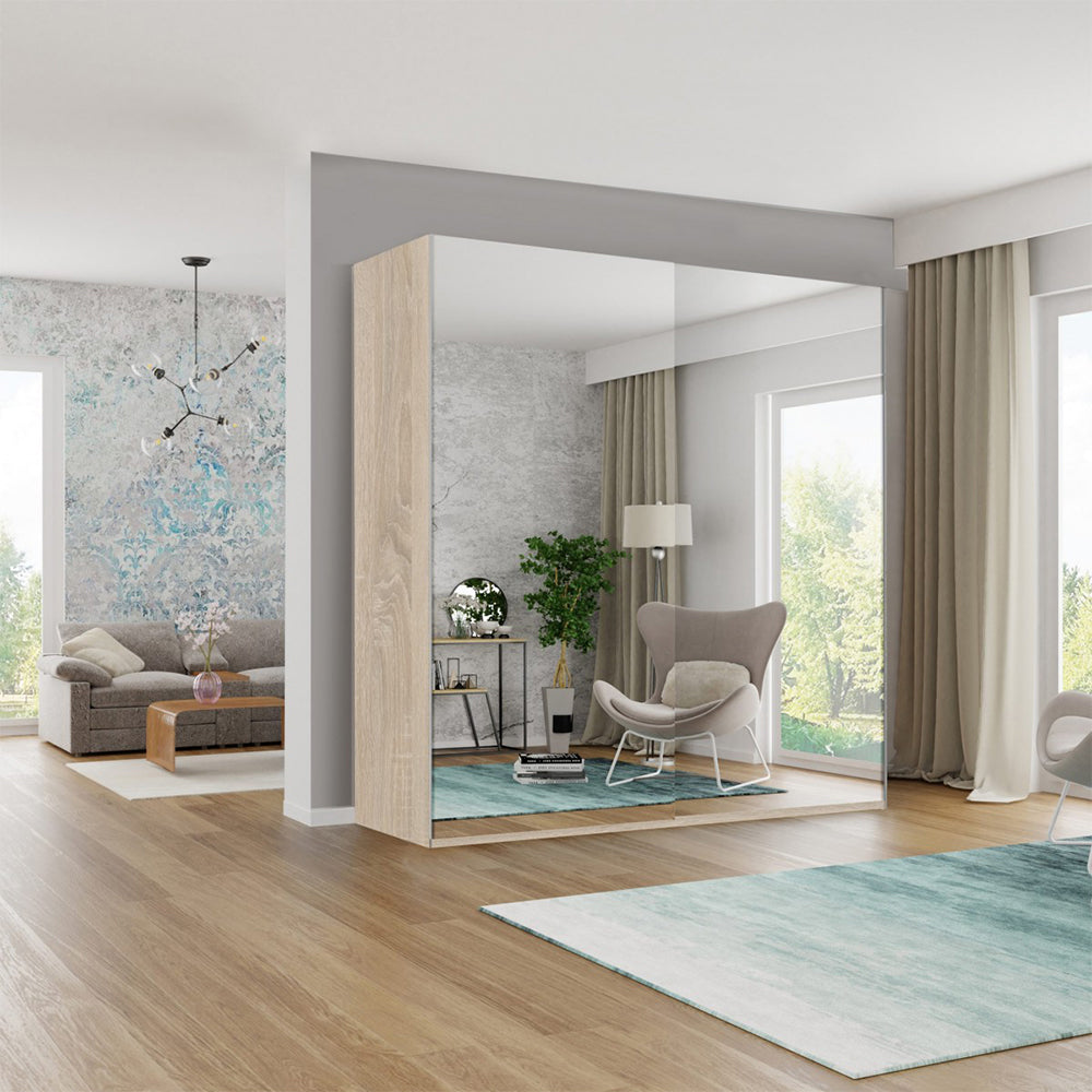 German Mirrored Two Door Sliding Wardrobe