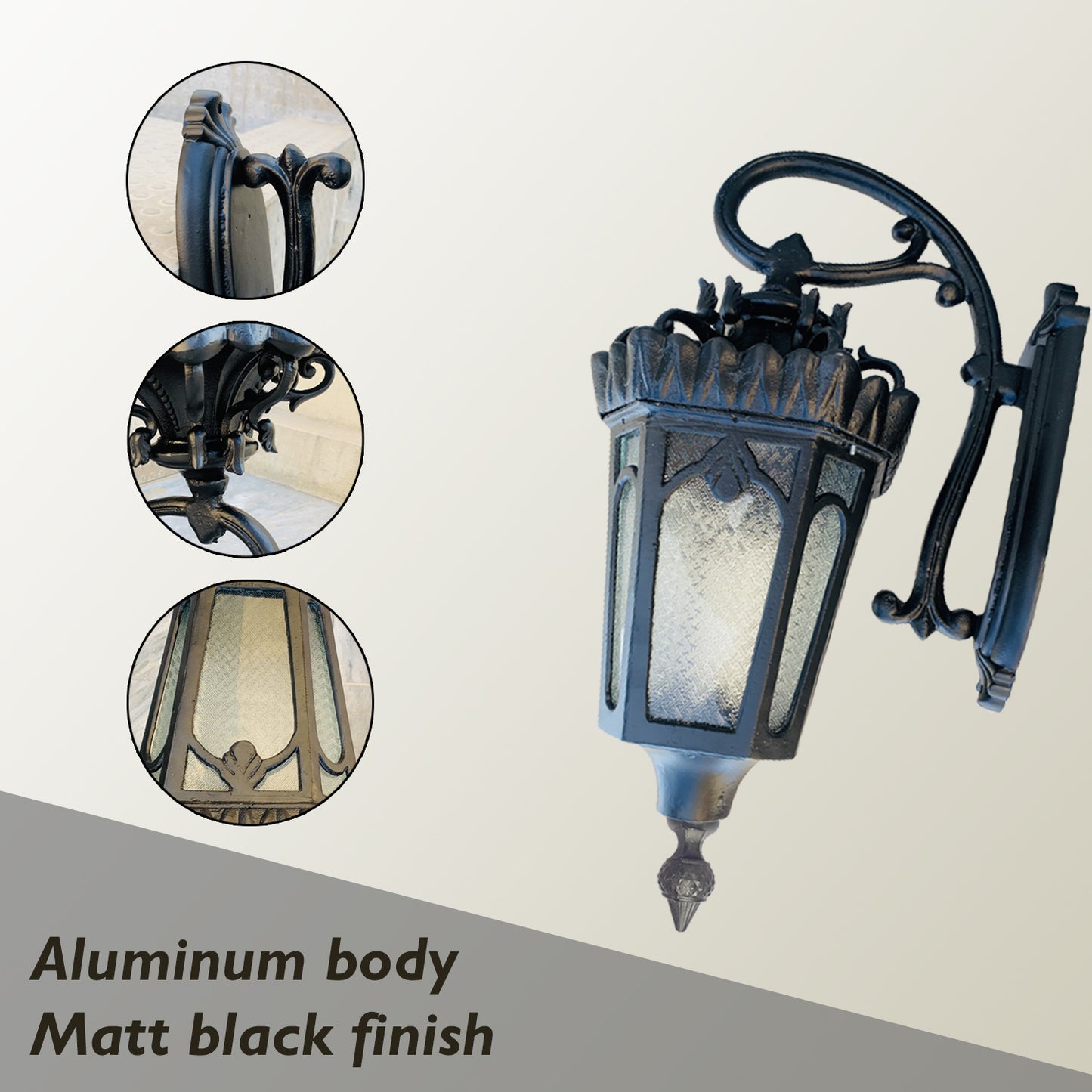 1 Piece Luxury Outdoor Porch Wall Light European Style Wall Mount Exterior Lantern Light Lamp In Matte Black