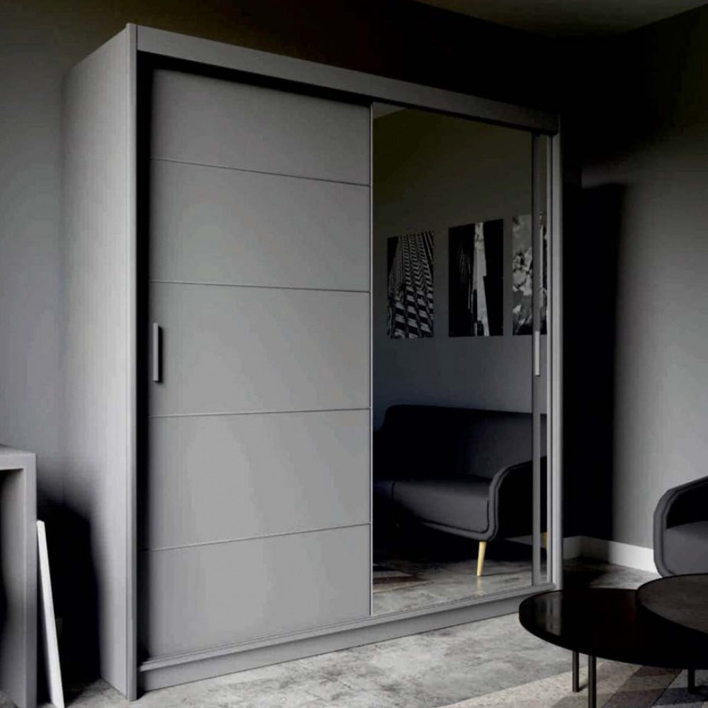 Vision 2 Door Sliding Wardrobe With Mirror In Three Colors