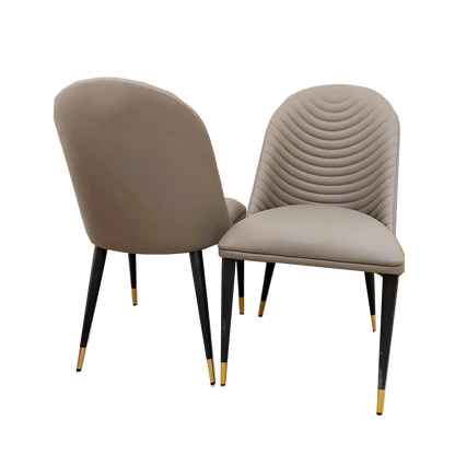 Alba Leather Dining Chair With Contemporary Ribbed Design