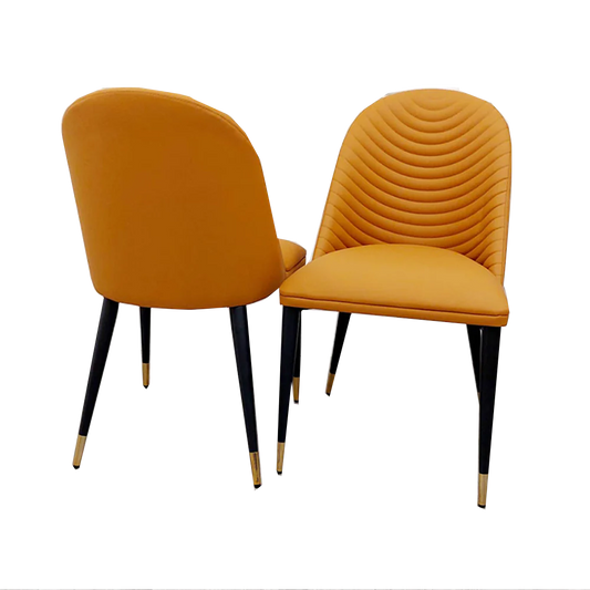 Alba Leather Dining Chair With Contemporary Ribbed Design