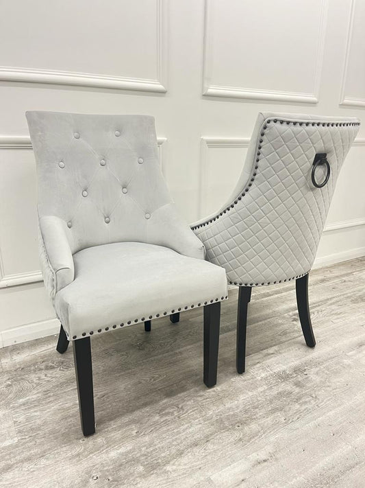Bentley Black Leg Dining Chair With Back Ring Knocker (Set Of 2 Pieces)