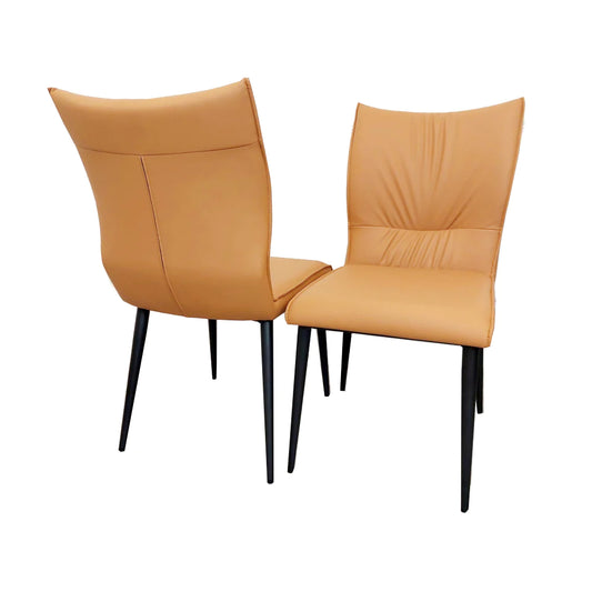 Premium Flora Leather Dining Chairs With Ruched Effect