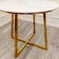 Juno Gold Round Dining Table with Polar White Sintered Stone Top 90cm