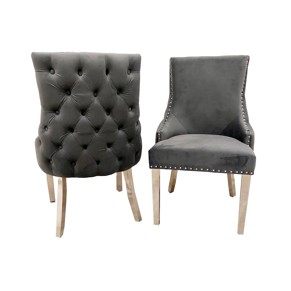 1 Pair New Kensington Dining Chair With Chrome Legs