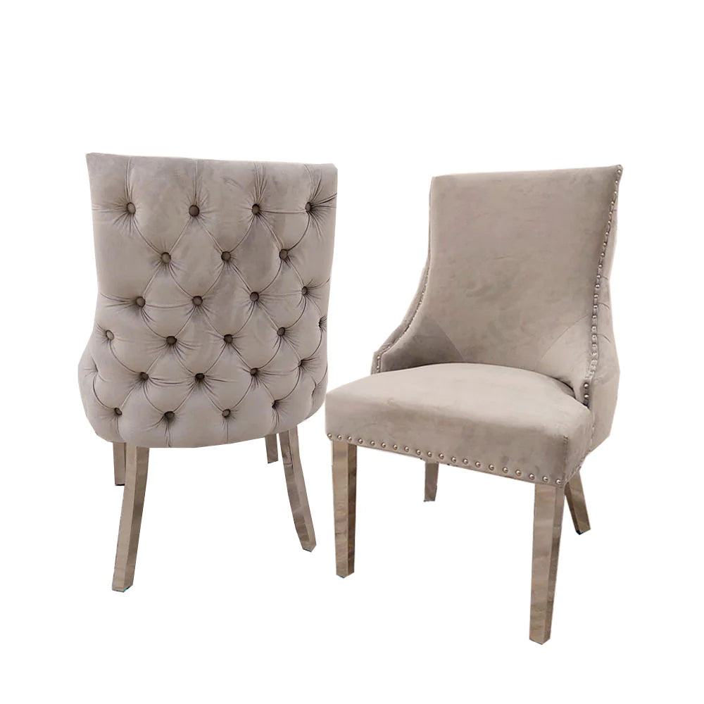 1 Pair New Kensington Dining Chair With Chrome Legs