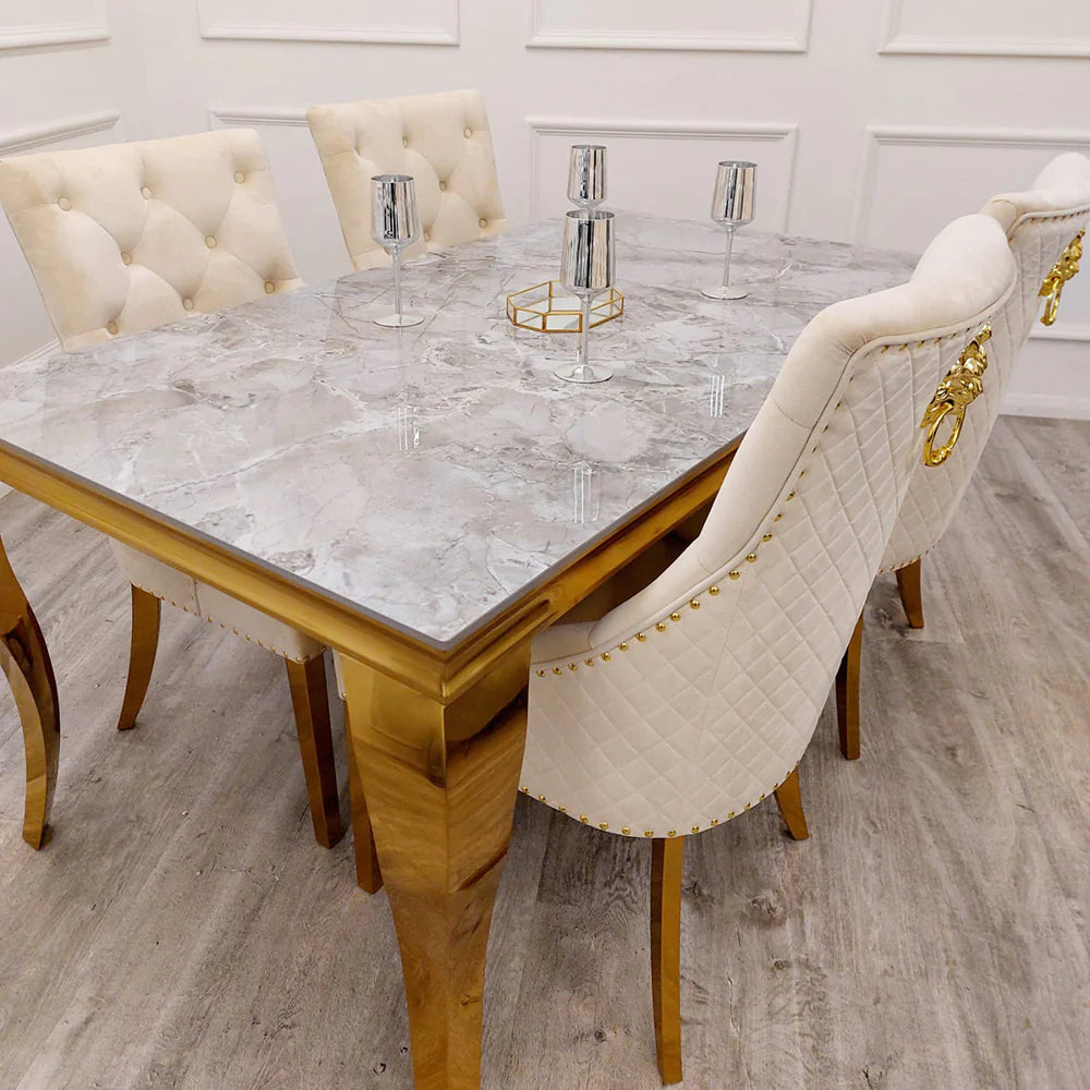Louis Gold Marble Table With Golden Legs