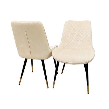 Luna Velvet Dining Chair With Gold Tipped Black Legs (Set Of 2 Pieces)