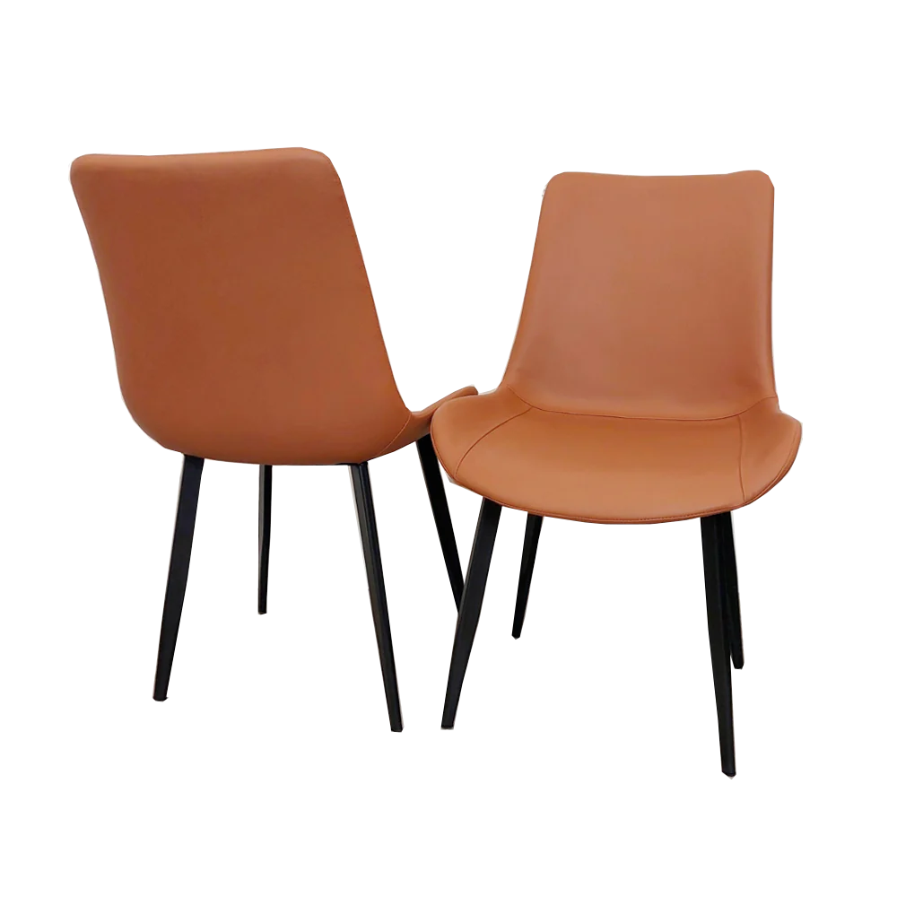 Tan Remus Leather Dining Chairs With Black Scandinavian Style Legs