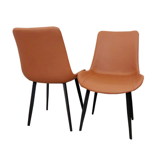 Tan Remus Leather Dining Chairs With Black Scandinavian Style Legs