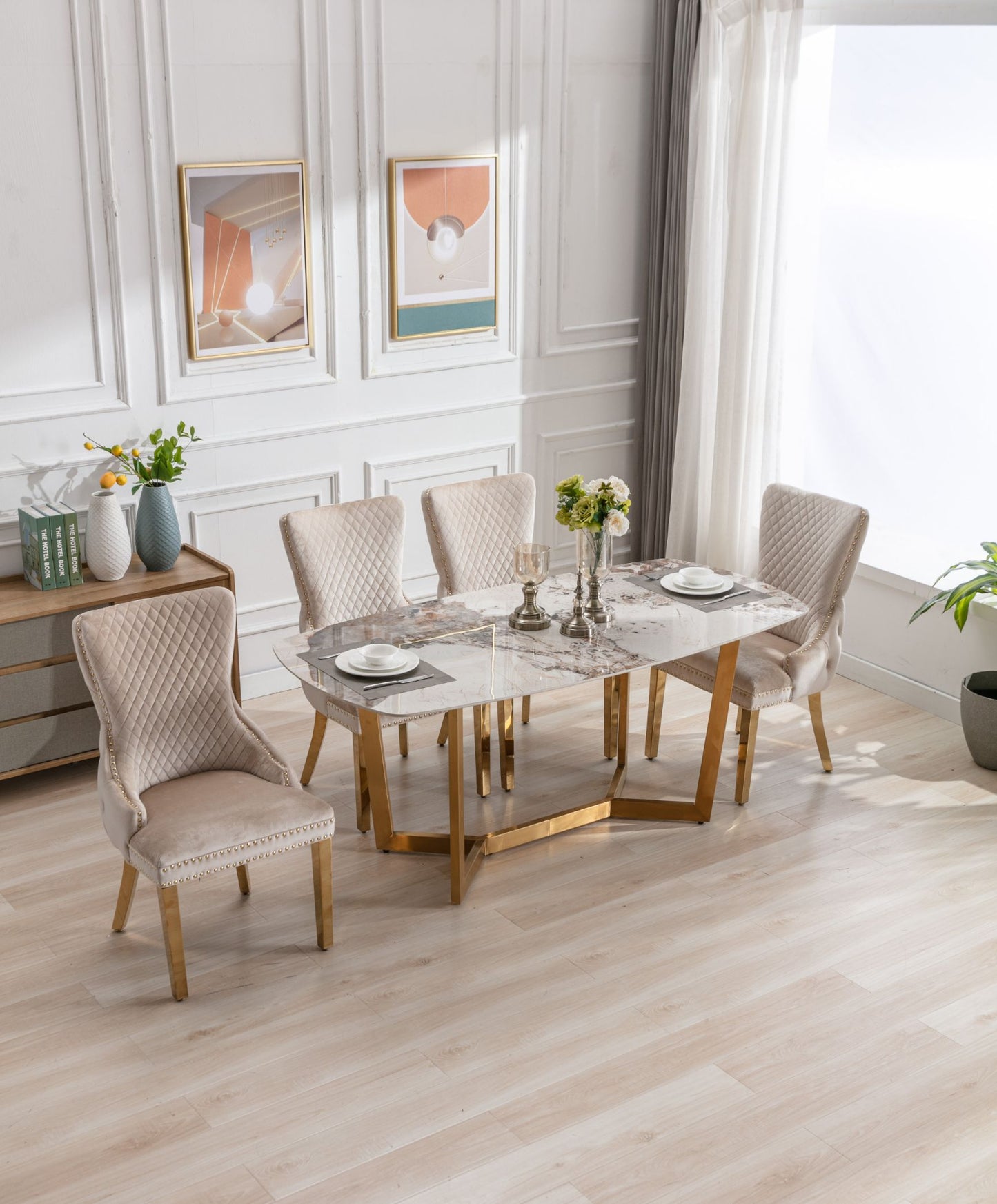 London Oval Ceramic Gold Legs Table High Quality Dining Table