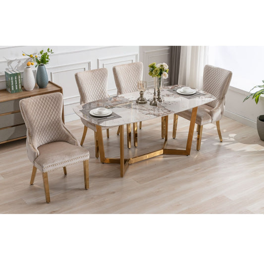 London Oval Ceramic Gold Legs Table High Quality Dining Table