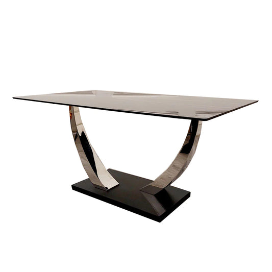 Venus Chrome Dining Table With Black Sintered Stone Top 1.6m