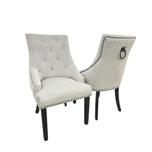 Bentley Black Leg Dining Chair With Back Ring Knocker (Set Of 2 Pieces)