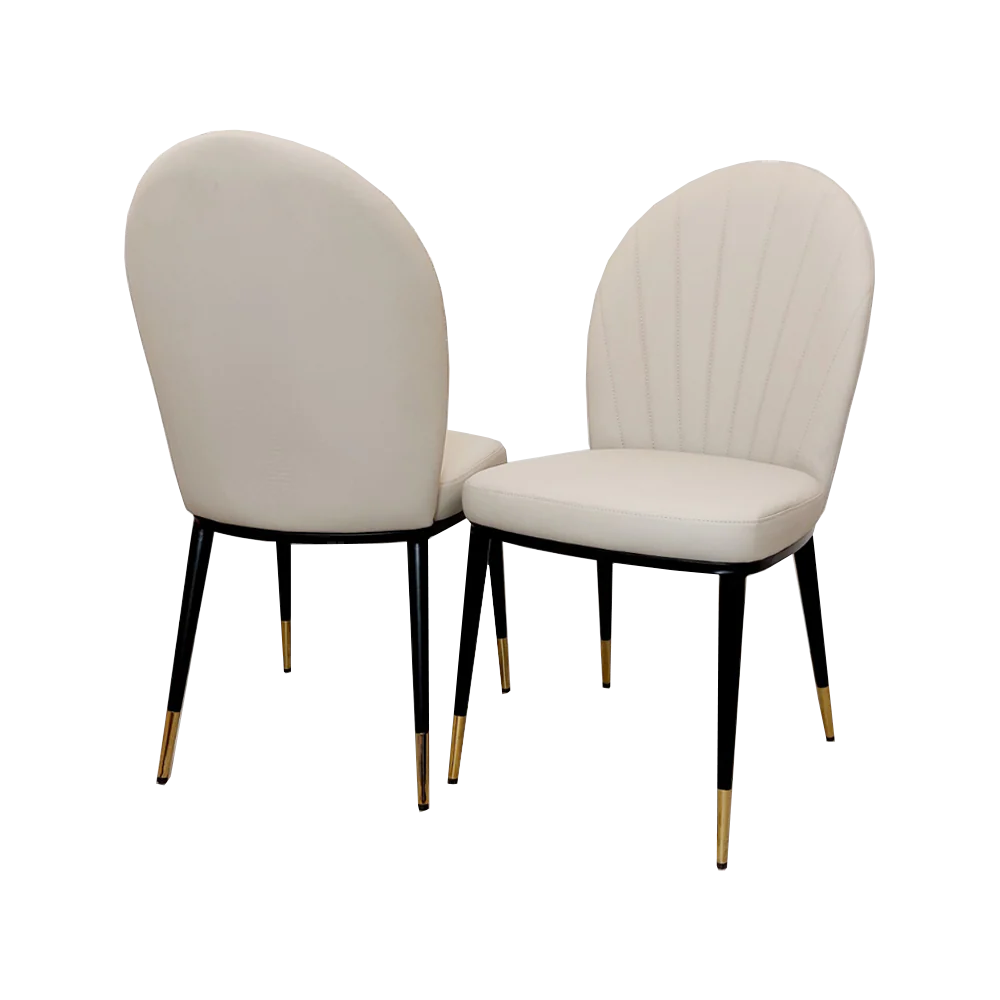 New Etta Leather Dining Chair In Beige Plush Color