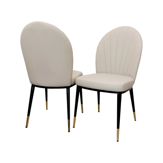 New Etta Leather Dining Chair In Beige Plush Color