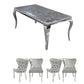Louis Marble Dining Table With Silver Legs With Silver Dining Chairs