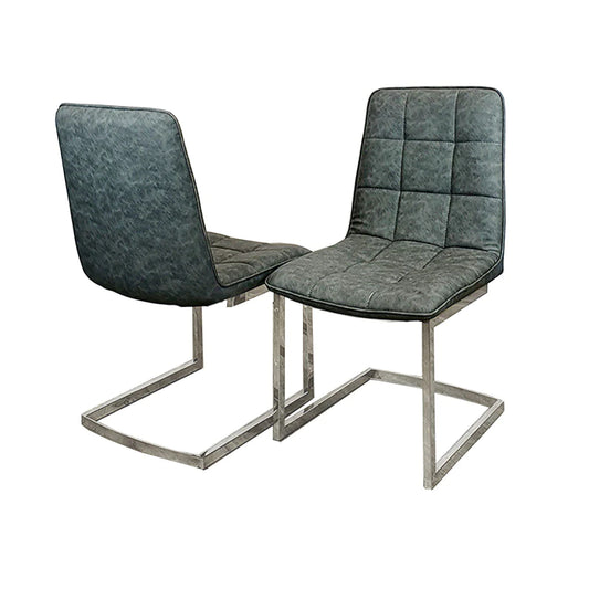 Pair of Tara Faux Leather Dining Chair With Plain Back & Stitch Details