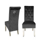 Sofa Dining Chair in Grey velvet Fabric Lion Knocker Back with Chrome Polished Steel Legs (Set of 2 chairs)