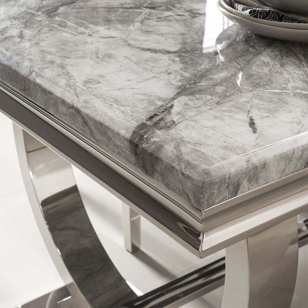 Ariana Marble Dining Table With Silver Legs