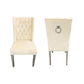 Kyoto Dining Chair Velvet Fabric Tufted Front Mink color with Chrome Legs (Set of 2 chairs)