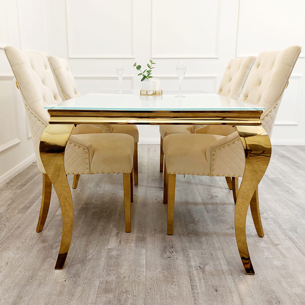 Louis Gold Marble Table With Golden Legs