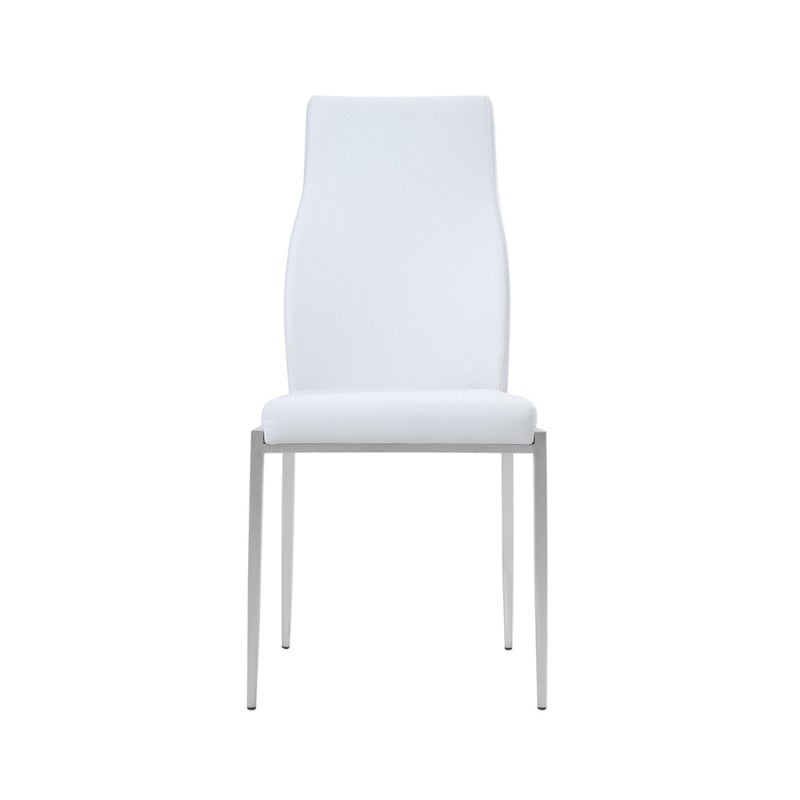 Milan High Back Dining Chair in White Faux Leather (Set of 2 Dining Chairs)