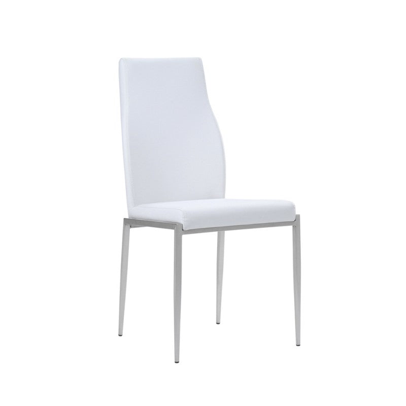 Milan High Back Dining Chair in White Faux Leather (Set of 2 Dining Chairs)
