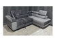Nevada Grey Corner Sofabed Velour Fabric With Ottoman Storage And Adjustable Headrests With Chrome Legs