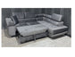 Nevada Grey Corner Sofabed Velour Fabric With Ottoman Storage And Adjustable Headrests With Chrome Legs