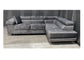 Nevada Grey Corner Sofabed Velour Fabric With Ottoman Storage And Adjustable Headrests With Chrome Legs