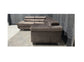 Nevada Mink LHF Corner Sofabed Velour Fabric With Ottoman Storage And Adjustable Headrests With Chrome Legs