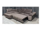 Nevada Mink LHF Corner Sofabed Velour Fabric With Ottoman Storage And Adjustable Headrests With Chrome Legs