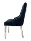 Majestic Dining Chair in Black Plush Velvet Fabric Lion Knocker Back With Chrome Polished Steel Legs (Set Of 2 Chairs)