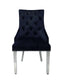 Majestic Dining Chair in Black Plush Velvet Fabric Lion Knocker Back With Chrome Polished Steel Legs (Set Of 2 Chairs)