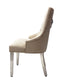 Majestic Dining Chair in Mink Plush velvet Fabric Lion Knocker Back with Chrome Polished Steel Legs (Set of 2 Chairs)