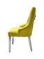 Majestic Dining Chairs in Mustard Plush Velvet Fabric Lion Knocker Back With Chrome Polished Steel Legs (Set of 2 Chairs)