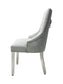 Majestic Dining Chairs in Silver Plush Velvet Fabric Lion Knocker Back With Chrome Polished Steel Legs (Set of 2 Chairs)