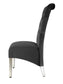 Sofa Dining Chair in Grey velvet Fabric Lion Knocker Back with Chrome Polished Steel Legs (Set of 2 chairs)