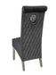 Sofa Dining Chair in Grey velvet Fabric Lion Knocker Back with Chrome Polished Steel Legs (Set of 2 chairs)