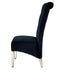 Sofa Dining Chair in Black velvet Fabric Lion Knocker Back with Chrome Polished Steel Legs (Set of 2 chairs)