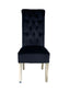 Sofa Dining Chair in Black velvet Fabric Lion Knocker Back with Chrome Polished Steel Legs (Set of 2 chairs)