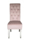 Sofa Dining Chair in Pink velvet Fabric Lion Knocker Back with Chrome Polished Steel Legs (Set of 2 chairs)