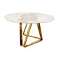 Nero Gold 1.3 Rounded Dining Marble Table With Sintered Stone Top And Gold Legs