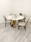 Nero Gold 1.3 Rounded Dining Marble Table With Sintered Stone Top And Gold Legs