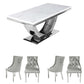 Arial Marble Dining Set Table With Lion Knocker Back Majestic Chairs