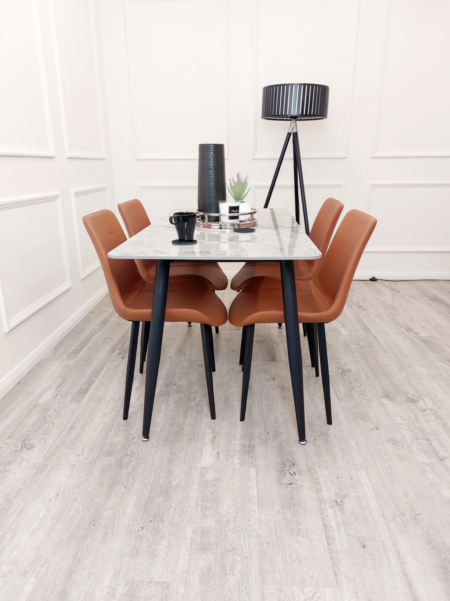 Titus Marble Dining Table With Black Legs 1.4m