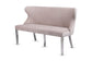 Valentino Dining Bench Quilted Front Lion Knocker Tufted Back Plush Velvet Fabric with Chrome Silver Legs